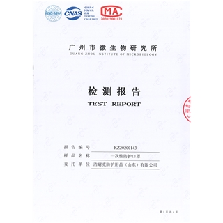 一次性防护口罩检验报告